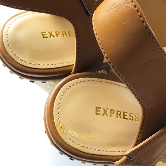 Express Platform Wedge Studded Sandals sz 9 - Picture 7 of 7
